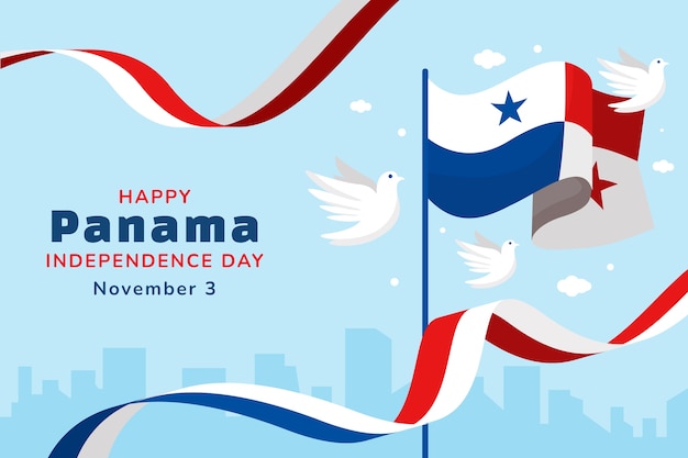 Vector gratuito fondo plano del día de la independencia de panamá