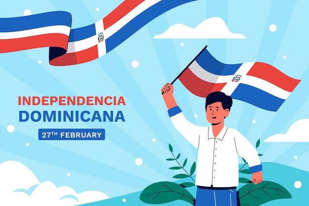 Vector gratuito fondo plano para el día de la independencia de la república dominicana