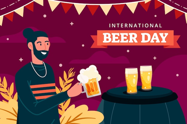 Fondo plano del día internacional de la cerveza