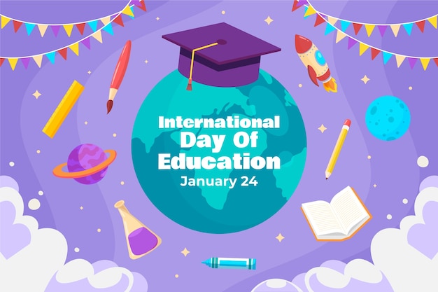 Fondo plano para el día internacional de la educación