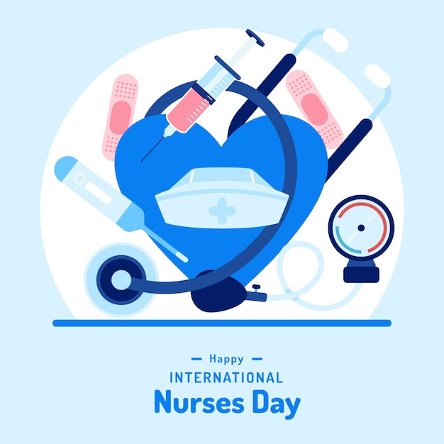 Vector gratuito fondo plano del día internacional de la enfermera