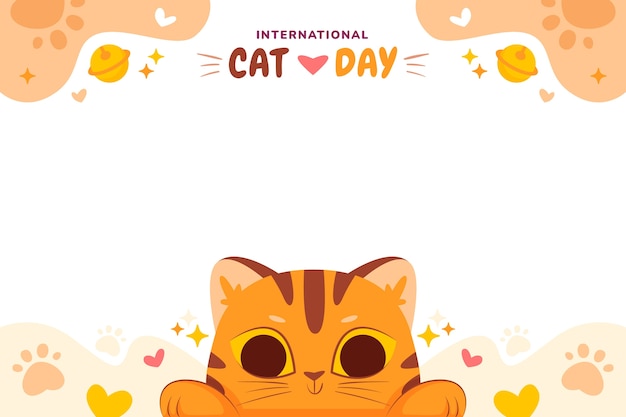 Fondo plano del día internacional del gato