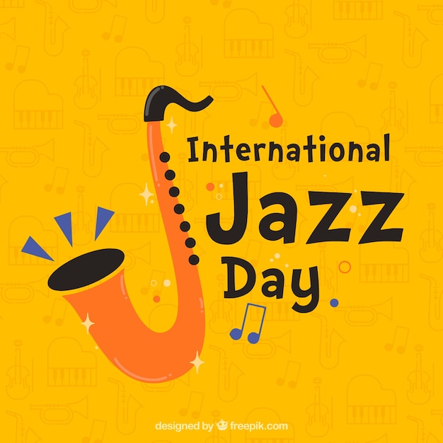 Vector gratuito fondo plano del día internacional del jazz