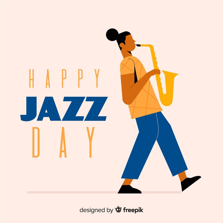 Vector gratuito fondo plano del día internacional del jazz