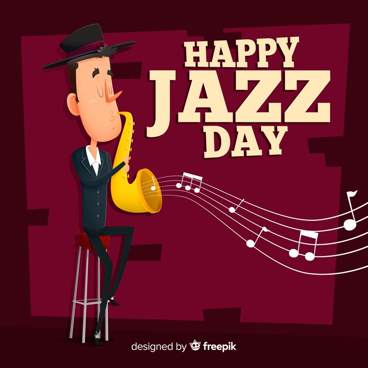Vector gratuito fondo plano del día internacional del jazz