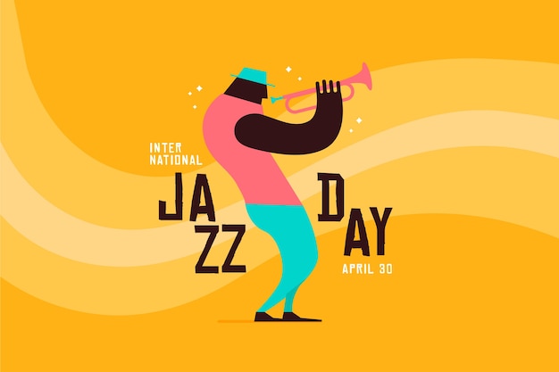 Vector gratuito fondo plano del día internacional del jazz