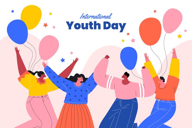 Fondo plano del día internacional de la juventud