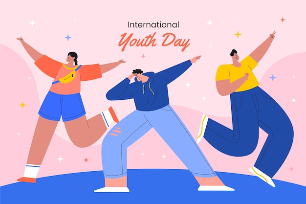 Fondo plano del día internacional de la juventud