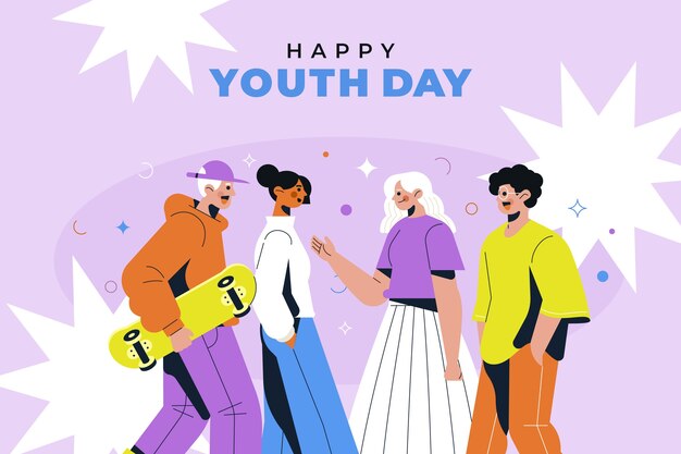 Fondo plano del día internacional de la juventud