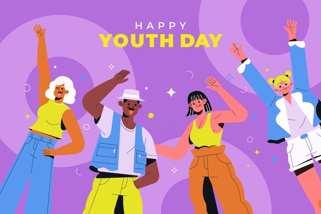 Fondo plano del día internacional de la juventud