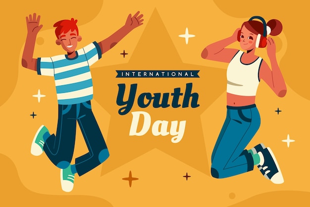 Fondo plano del día internacional de la juventud