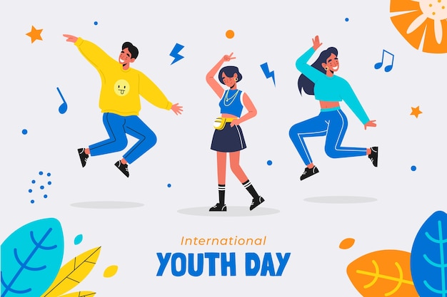 Fondo plano del día internacional de la juventud