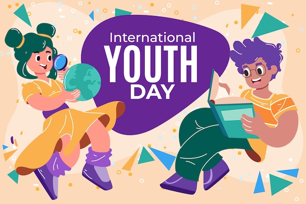 Fondo plano del día internacional de la juventud