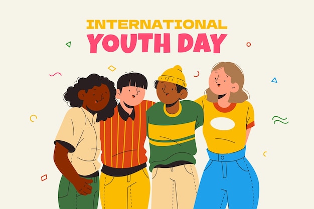 Fondo plano del día internacional de la juventud