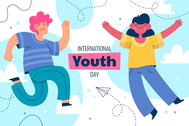 Fondo plano del día internacional de la juventud