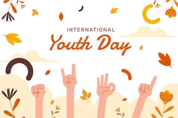 Vector gratuito fondo plano del día internacional de la juventud