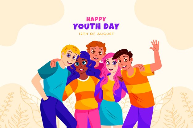 Fondo plano para el día internacional de la juventud