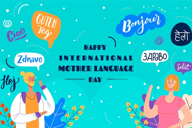 Fondo plano del día internacional de la lengua materna