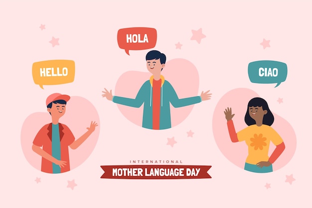 Vector gratuito fondo plano del día internacional de la lengua materna