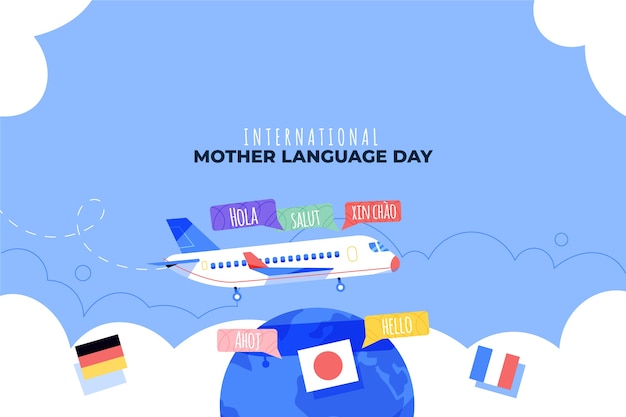 Fondo plano del día internacional de la lengua materna