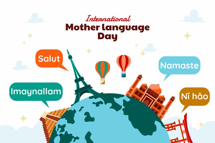 Vector gratuito fondo plano para el día internacional de la lengua materna