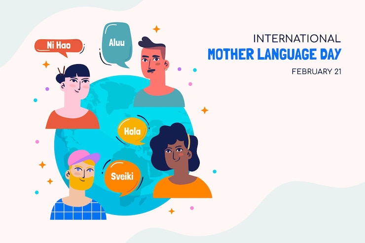 Vector gratuito fondo plano para el día internacional de la lengua materna