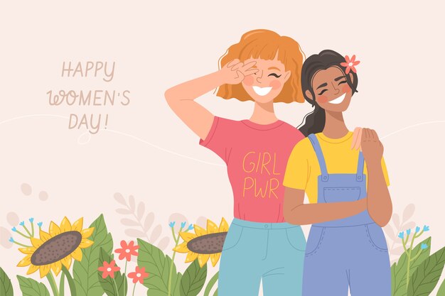 Vector gratuito fondo plano del día internacional de la mujer