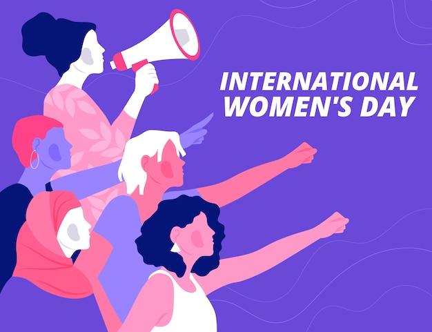 Vector gratuito fondo plano del día internacional de la mujer