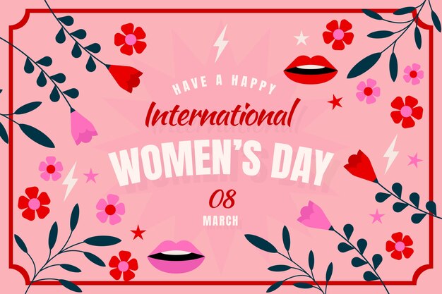 Vector gratuito fondo plano del día internacional de la mujer