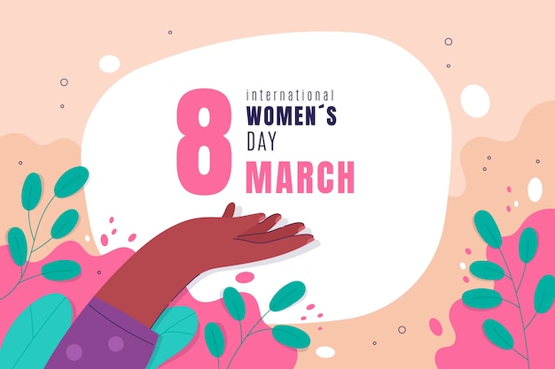 Vector gratuito fondo plano del día internacional de la mujer