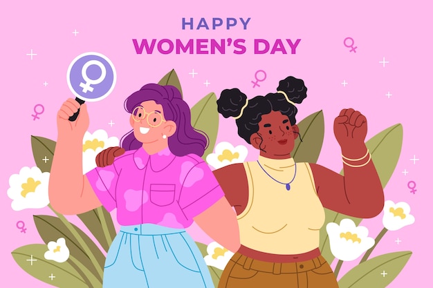 Vector gratuito fondo plano del día internacional de la mujer