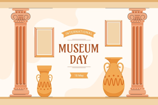 Vector gratuito fondo plano para el día internacional de los museos