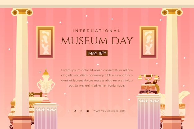 Vector gratuito fondo plano para el día internacional de los museos