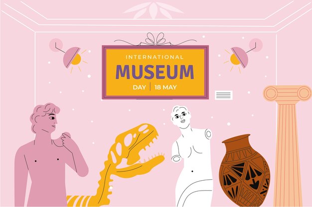 Fondo plano para el día internacional de los museos