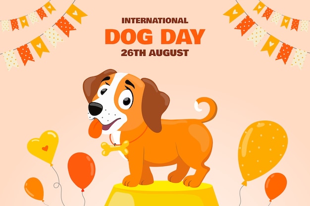 Fondo plano del día internacional del perro