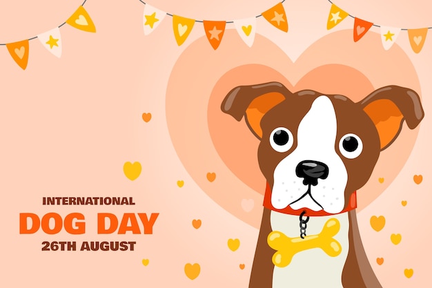 Vector gratuito fondo plano del día internacional del perro