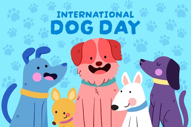 Vector gratuito fondo plano del día internacional del perro