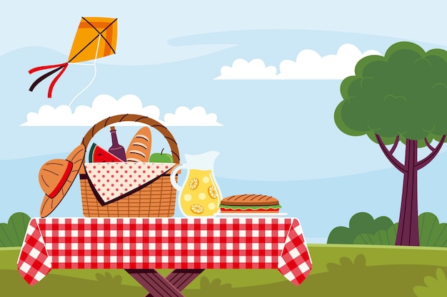 Vector gratuito fondo plano día internacional de picnic