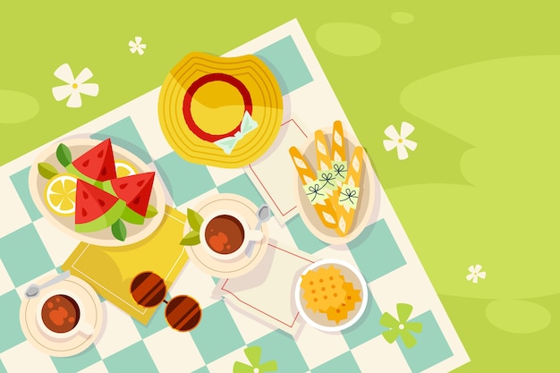 Vector gratuito fondo plano para el día internacional del picnic