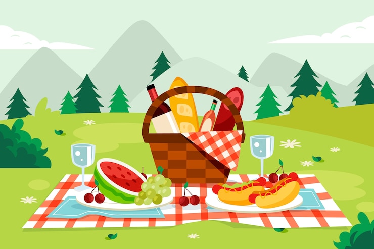 Vector gratuito fondo plano para el día internacional del picnic
