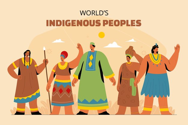 Fondo plano del día internacional de los pueblos indígenas del mundo.