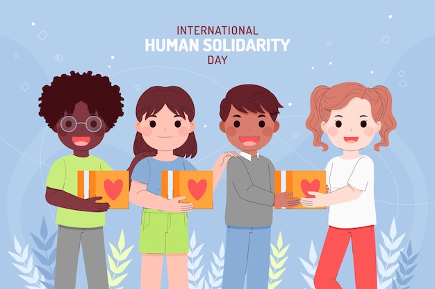 Vector gratuito fondo plano del día internacional de la solidaridad humana