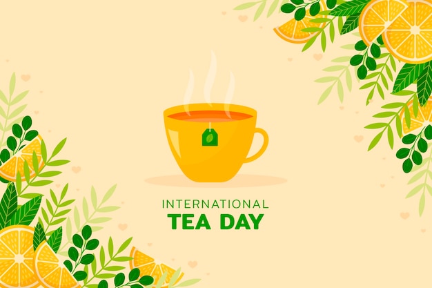 Vector gratuito fondo plano del día internacional del té