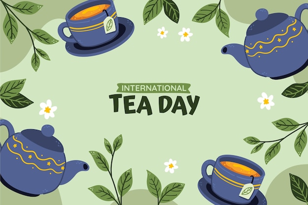 Vector gratuito fondo plano del día internacional del té