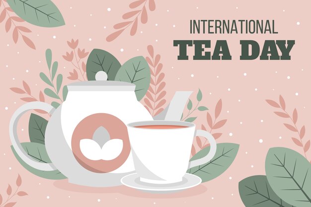 Fondo plano del día internacional del té