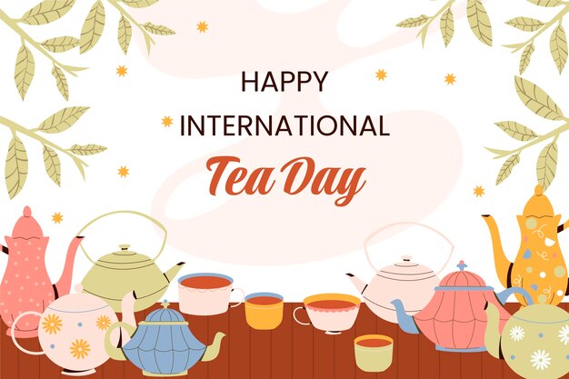 Fondo plano del día internacional del té
