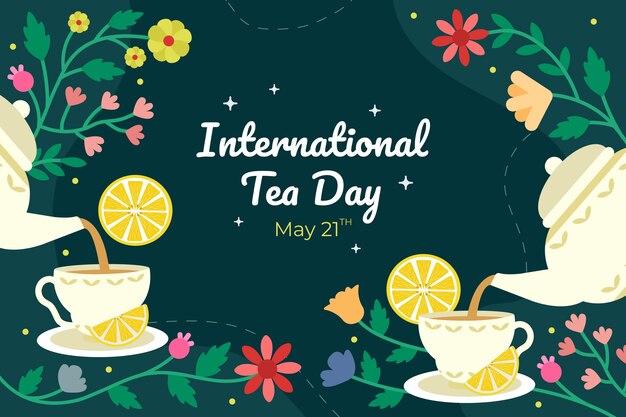 Fondo plano del día internacional del té