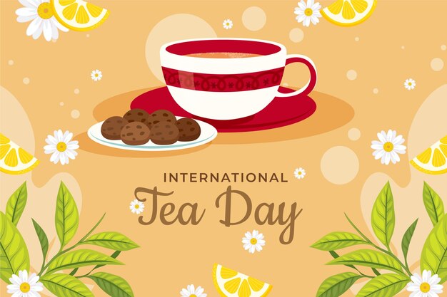 Fondo plano del día internacional del té