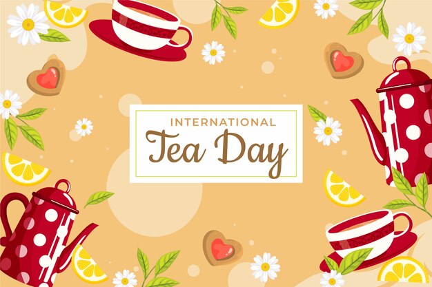 Fondo plano del día internacional del té