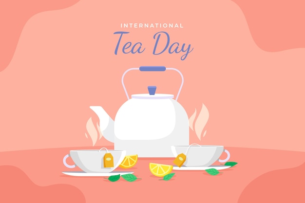 Vector gratuito fondo plano del día internacional del té